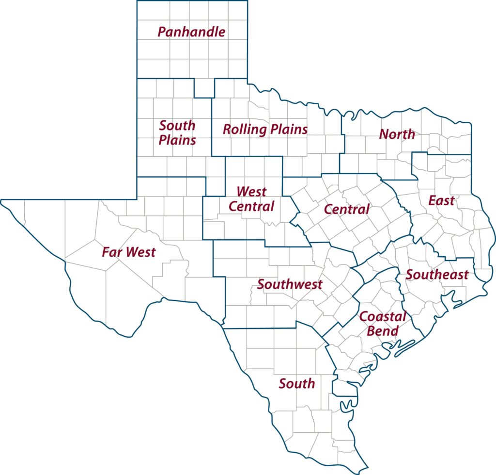 Texas AgriLife Extension Service district map