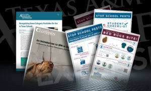 Front covers of AgriLife Extension Service publications arranged in a graphic illustration