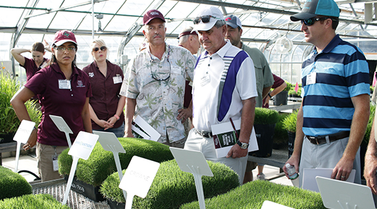 Ambika Chandra and Turfgrass Producers in greenhouse