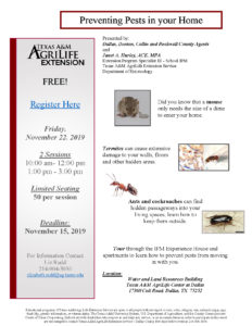 Click to enlarge event flyer - preventing pests