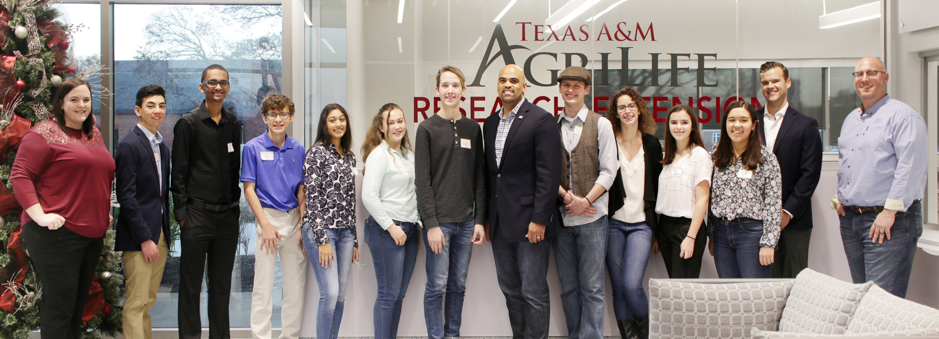 U.S. Rep. Collin Allred with STEM scholars at AgriLife Dallas Center