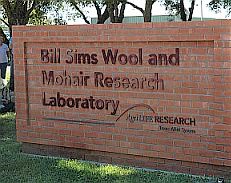 The Bill Sims Wool and Mohair Research Lab sign in San Angelo