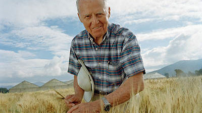 Norman Borlaug in the field