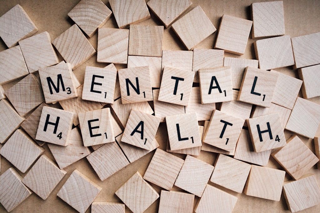 Scrabble games tiles spell out "Mental Health"