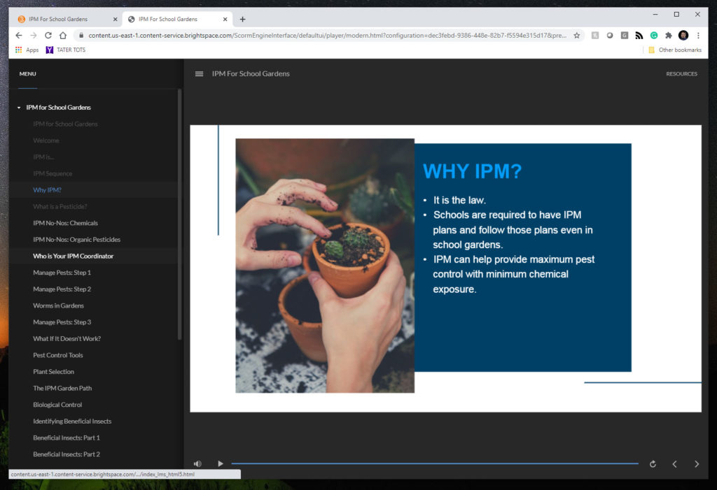 screenshot of IPM online course