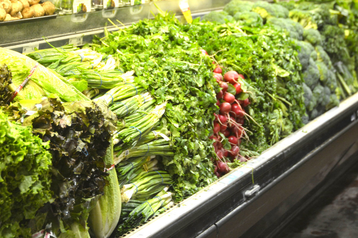 AgriLife photo of salad greens on grocery store produce shelf