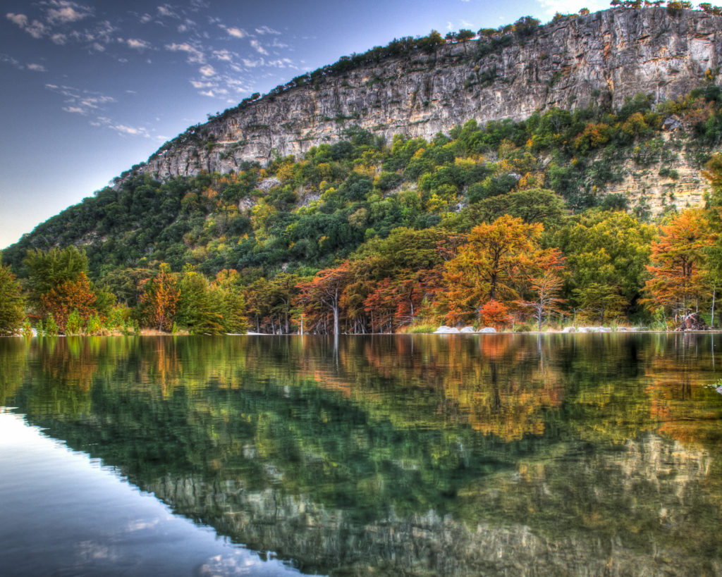 Fall foliage mirrored in lake