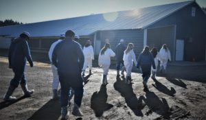Aggie students at poultry facility.