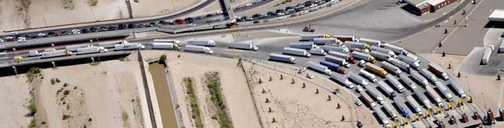 Trucks at Texas-Mexico border