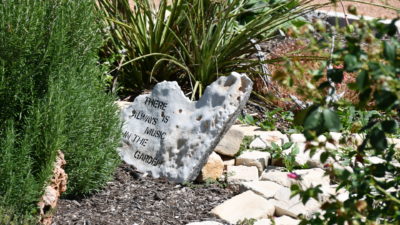Stone in the garden of the Tom Green 4-H Center