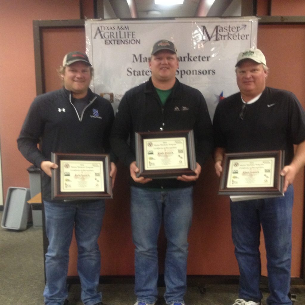 (l to r) Kyle. Kody and Allan Frerich showing Master Marketer certificates