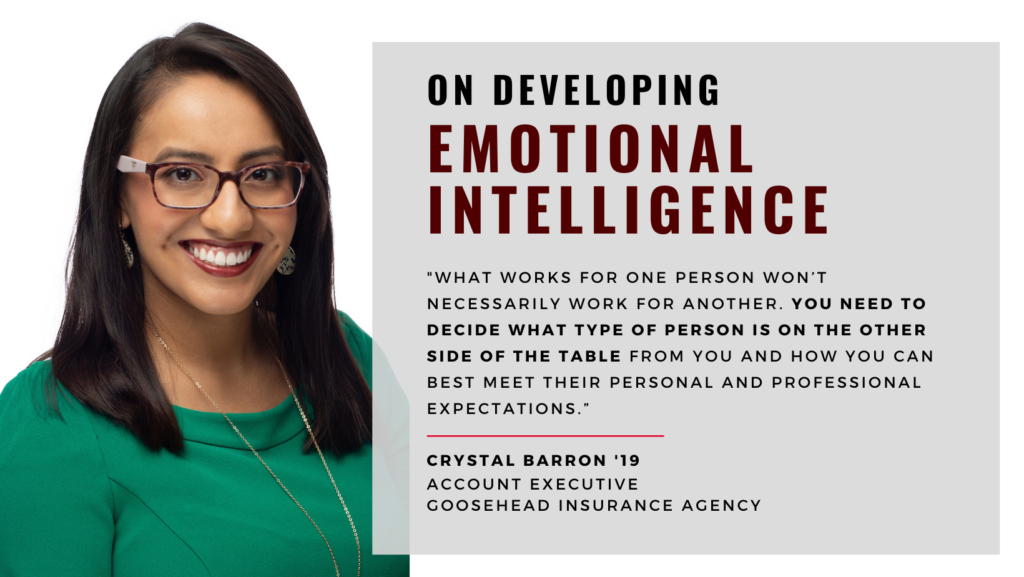 Crystal Barron '19 developed emotional intelligence