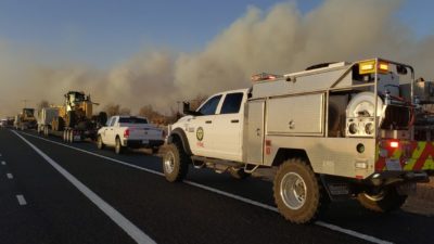 Fire response crews lining highway
