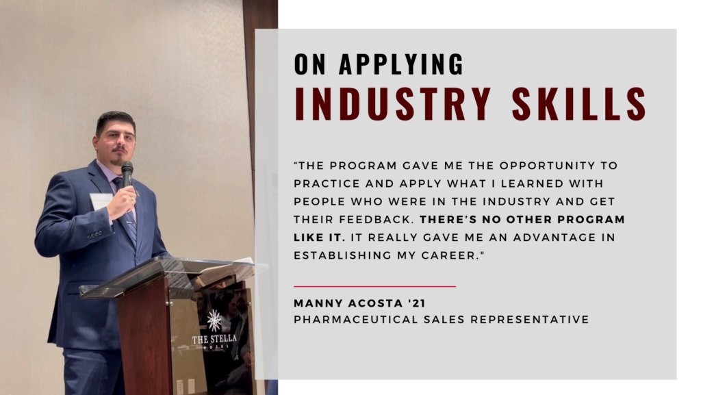 Manny Acosta '21 applied industry skills