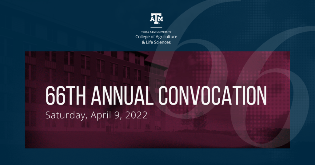 A logo with the words 66th Annual Convocation, Saturday, April 9, 2022 written on a maroon banner with a blue background