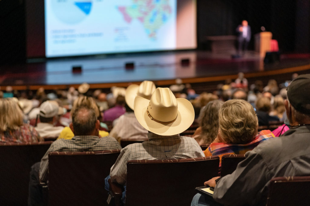 The Beef Cattle Short Course auditorium is filled with cattle producers