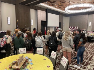 Department of Recreation, Park and Tourism Sciences students tour ballroom at Texas A&M Hotel and Conference Center