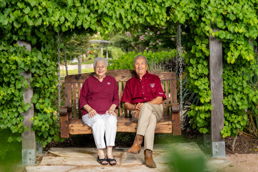 Barbara and Bill Huffman in The Gardens at Texas A&M University.