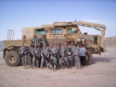Greg Wilson and his unit, 2nd Platoon C Company 37th EN BN, stands for a group picture during their deployment.