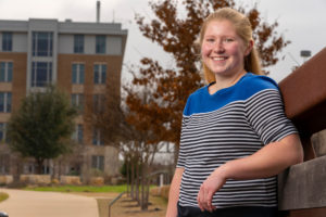 Student Laura Landis on the Texas A&M University campus.