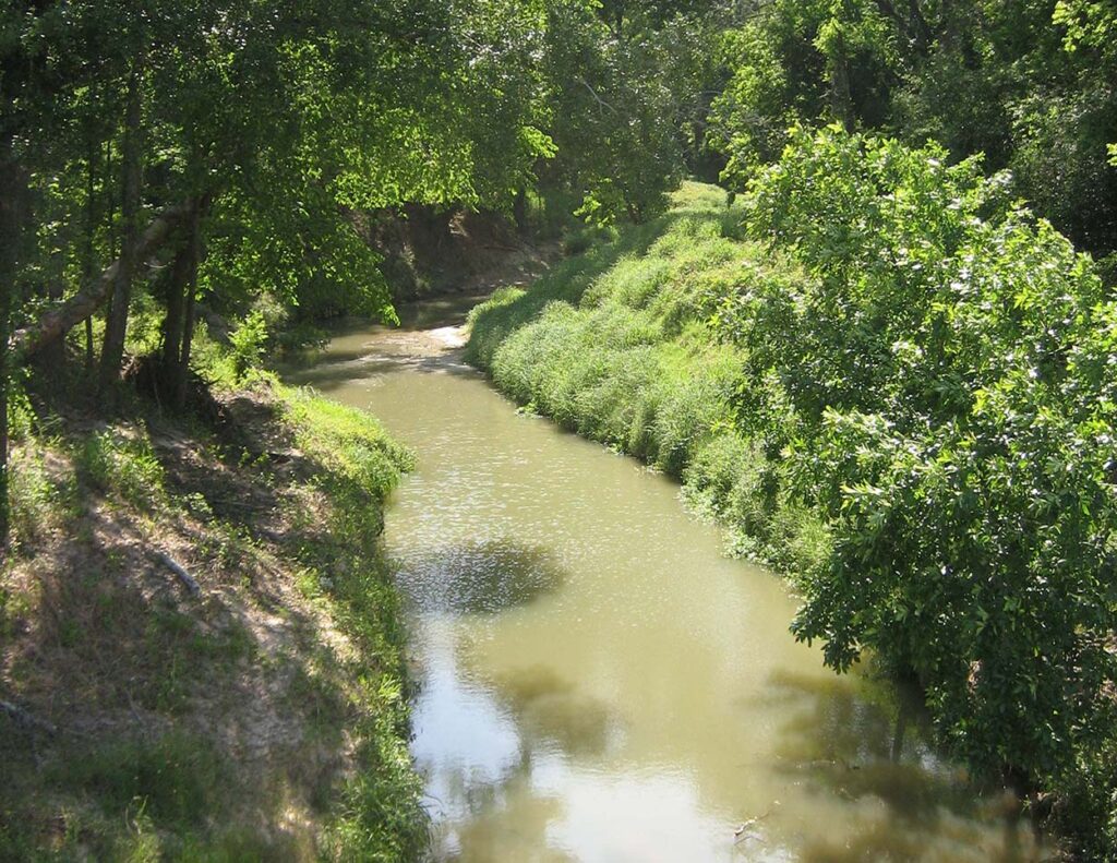 The Yegua Creek with trees lining its banks. The Sept. 26 Texas Watershed Steward workshop will be focusing on management of the Middle Yegua Creek.