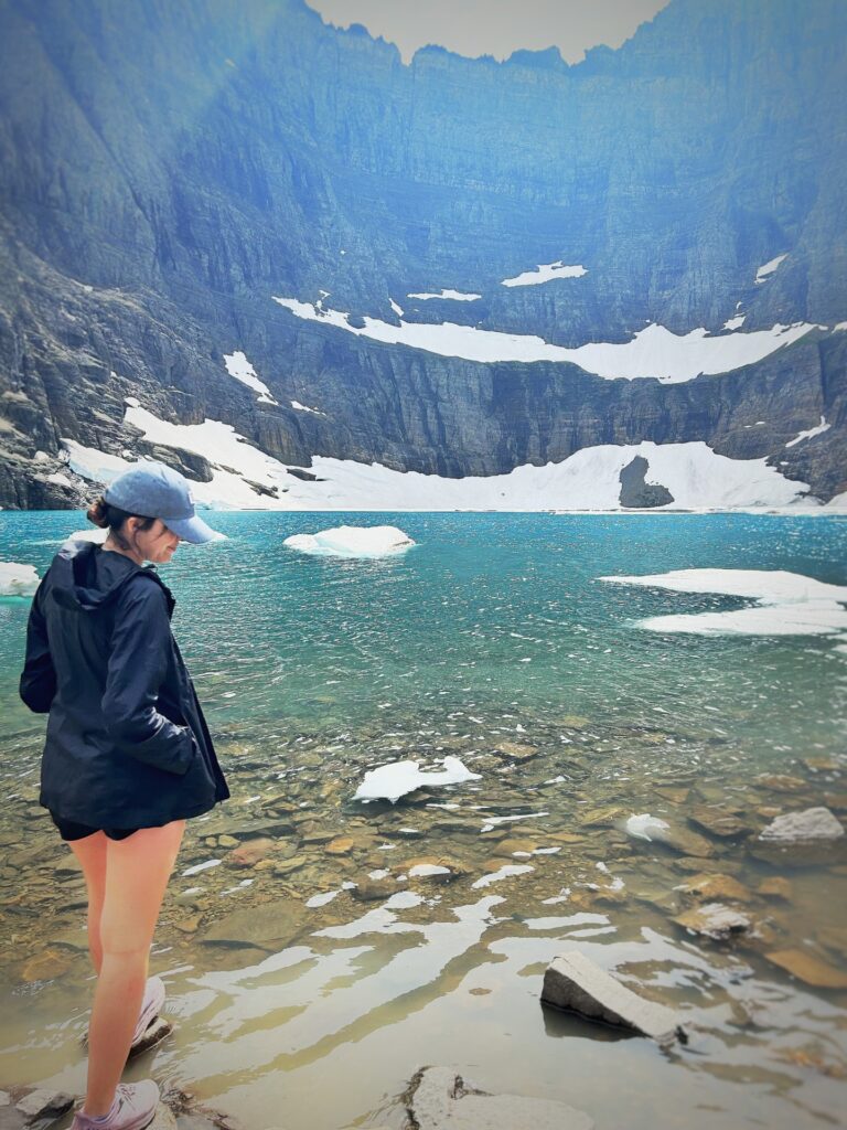 Samara Huezo visiting a glacial lake in Glacier National Park during her internship.