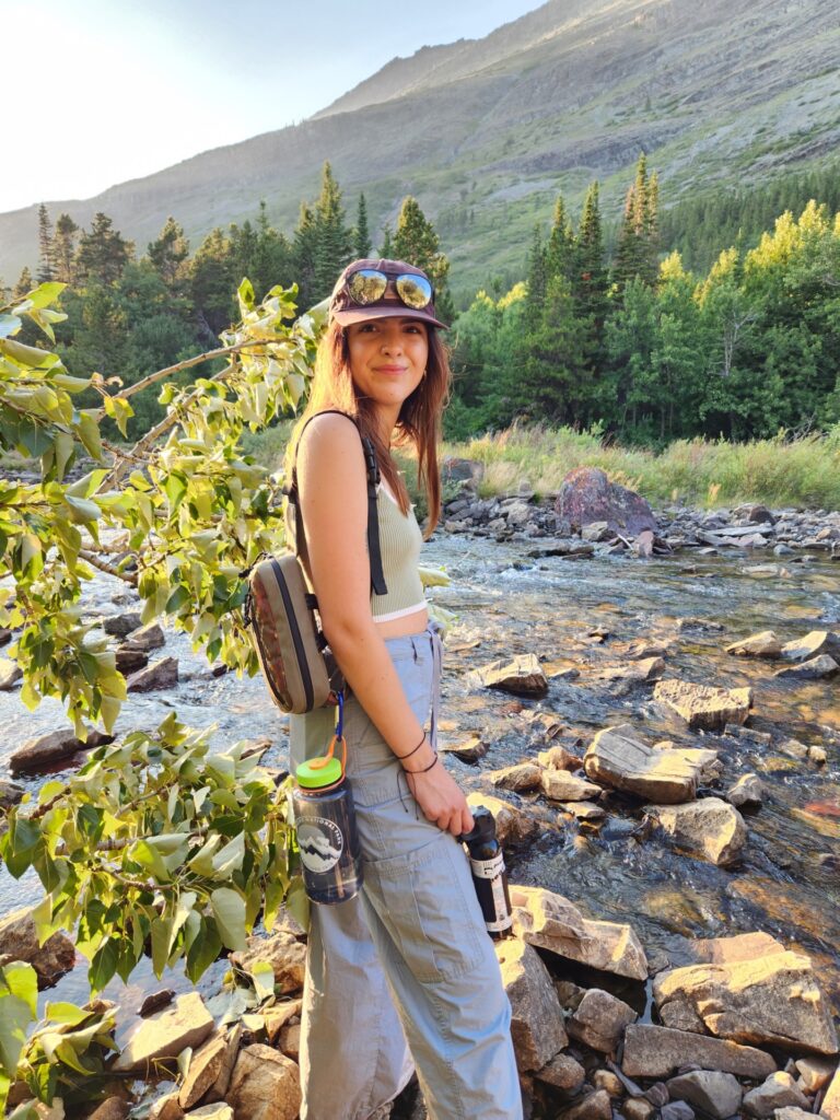 Samara Huezo on a hike in Glacier National Park during her internship.