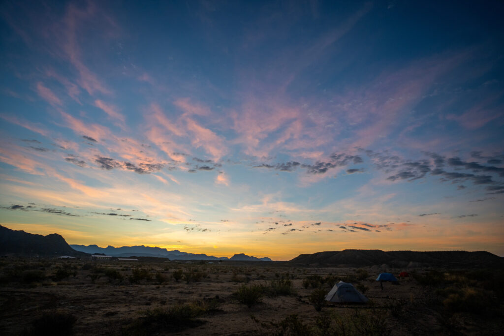 Sunset over a campsite in Big Bend National Park 