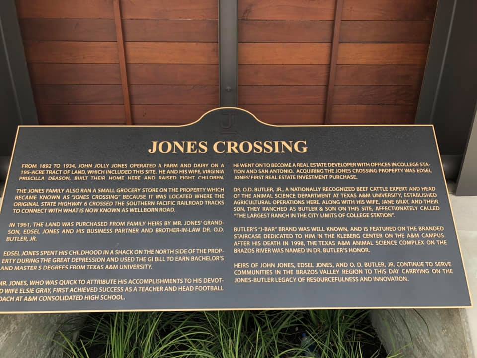 Photo of plaque at Jones Crossing 