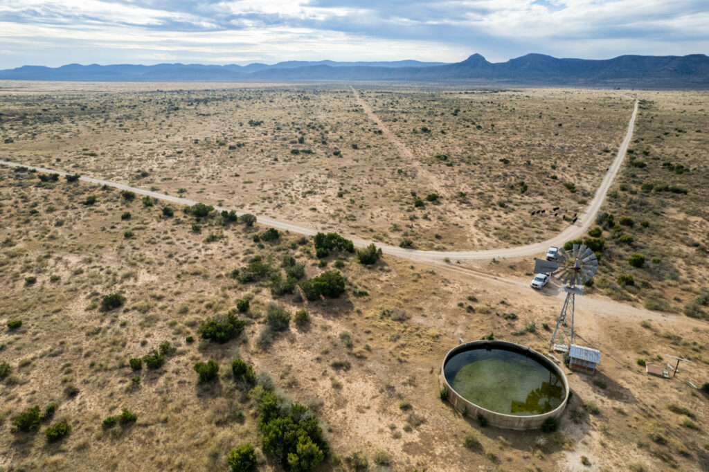 An aerial view of a West Texas ranch with a well. Residents in the Midland and Odessa areas can have their well water tested during two Texas Well Owner Network screenings on April 22 and learn the results at an April 23 meeting. 