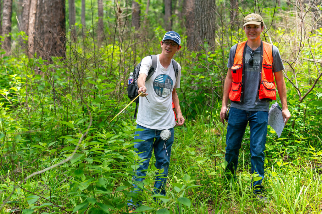 Two people hiking in the woods. One person is pointing to some plants. 
A OneOp webinar on April 17 will discuss improving participants' health and wellness by going outdoors and enjoying nature. 