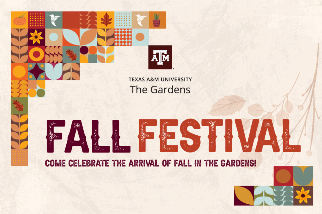 Graphic for the Fall Festival at The Gardens at Texas A&M University, October 19, 2024.